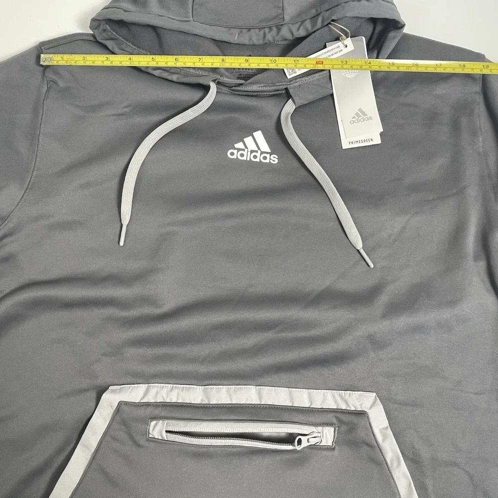 Adidas Mens Medium Grey Gray‎ Team Issue Pullover Aeroready Hoodie Sweatshirt